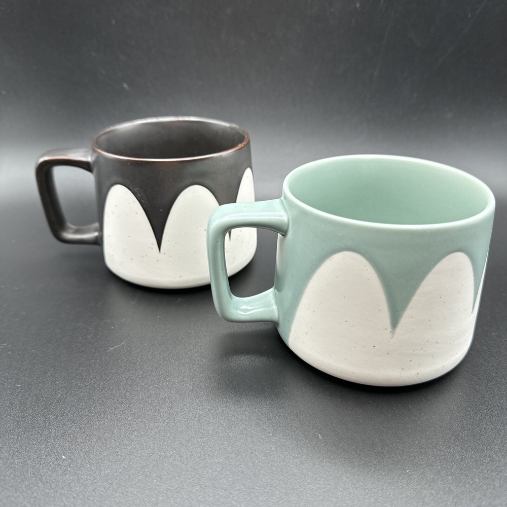 Starbucks Coffee Cup Mug Speckled Drip Ceramic Metallic Tapered Retro Green Gray